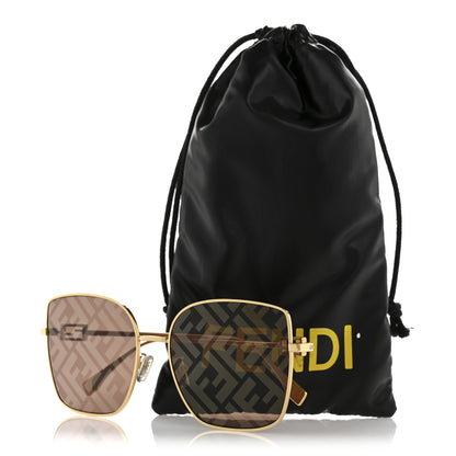 Fendi Metal Baguette Square Sunglasses FE40013U Gold Brown 8 of 8