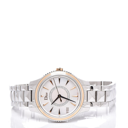 Christian Dior Stainless Steel 18K Rose Gold Diamond Mother of Pearl 32mm Dior VIII Montaigne Quartz Watch 3 of 6