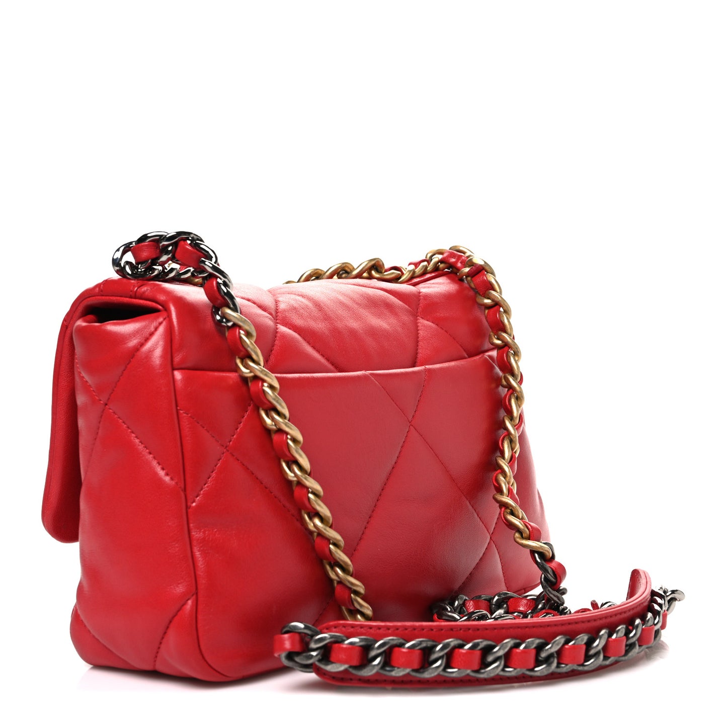 Lambskin Quilted Medium Chanel 19 Flap Red