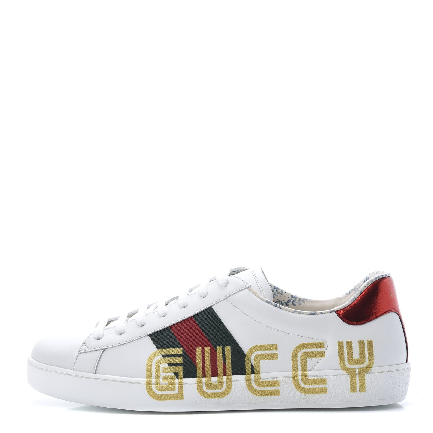 X SEGA Calfskin Web Guccy Mens Ace Sneakers 8 White