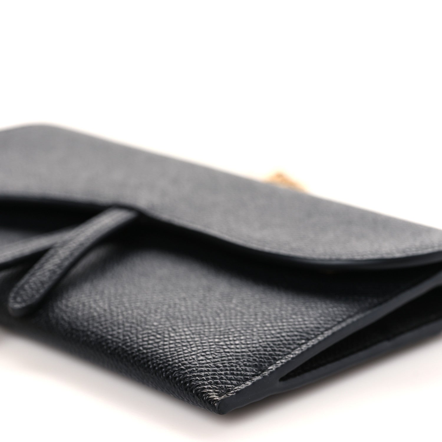 Christian Dior Grained Calfskin Saddle Chain Wallet Pouch Black 9 of 10
