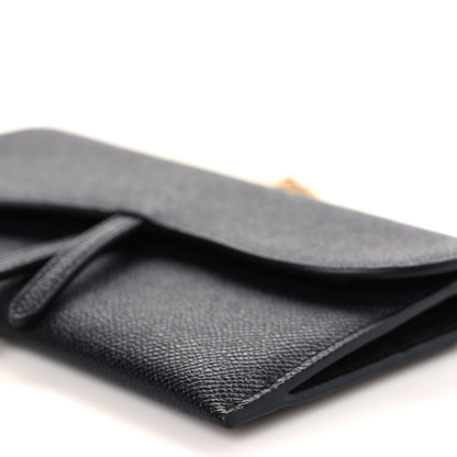 Christian Dior Grained Calfskin Saddle Chain Wallet Pouch Black 9 of 10
