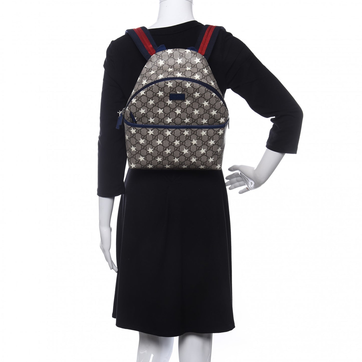 GG Supreme Monogram Stars Childrens Backpack Beige Ebony Yellow Royal