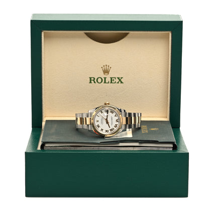 Rolex Stainless Steel 18K Yellow Gold 31mm Oyster Perpetual Datejust Watch White Roman 178273 5 of 5
