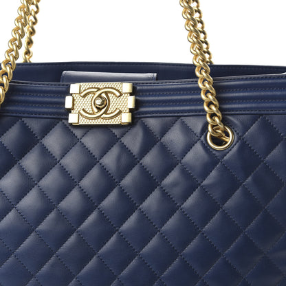 Chanel Calfskin Quilted Large Boy Tote Navy 10 of 10