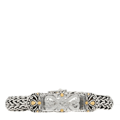 John Hardy Sterling Silver 18K Yellow Gold Diamond Quartz Batu Lens Station Bracelet 1 of 4