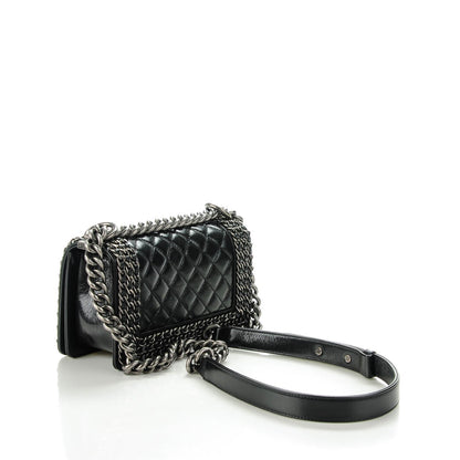 Chanel Glazed Calfskin Small Boy Chained Flap Black 3 of 7
