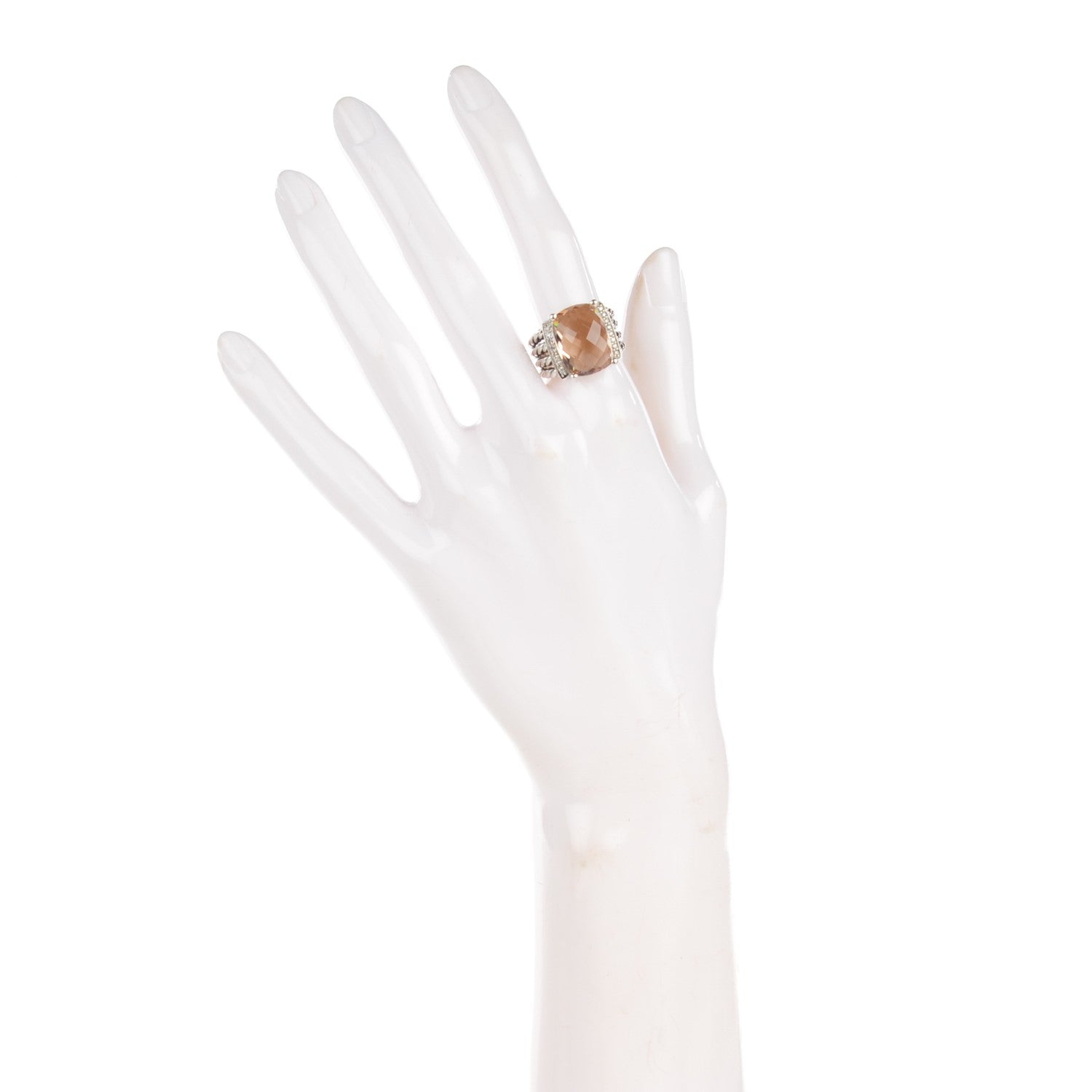 David Yurman Sterling Silver Diamond Morganite 16mm Wheaton Ring 54 7 2 of 5