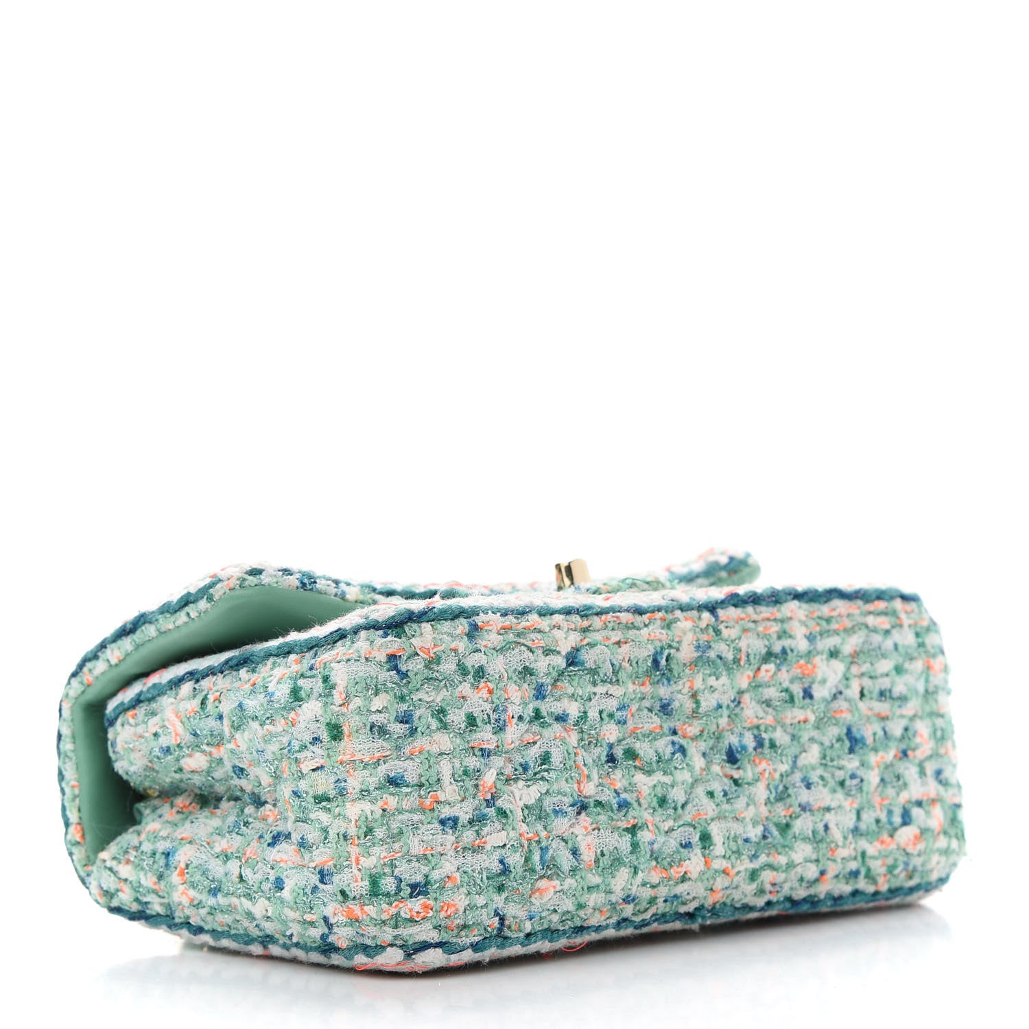 Chanel Tweed Quilted Mini Flap Green White Orange 4 of 10