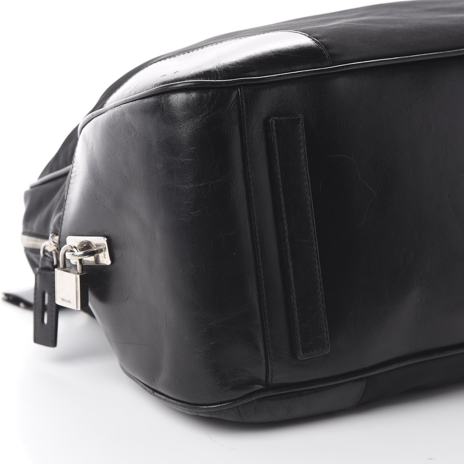 Prada Tessuto Nylon Calfskin Tote Black 5 of 8
