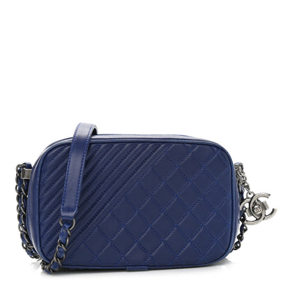 Chanel Lambskin Small Coco Boy Camera Case Blue 1 of 11