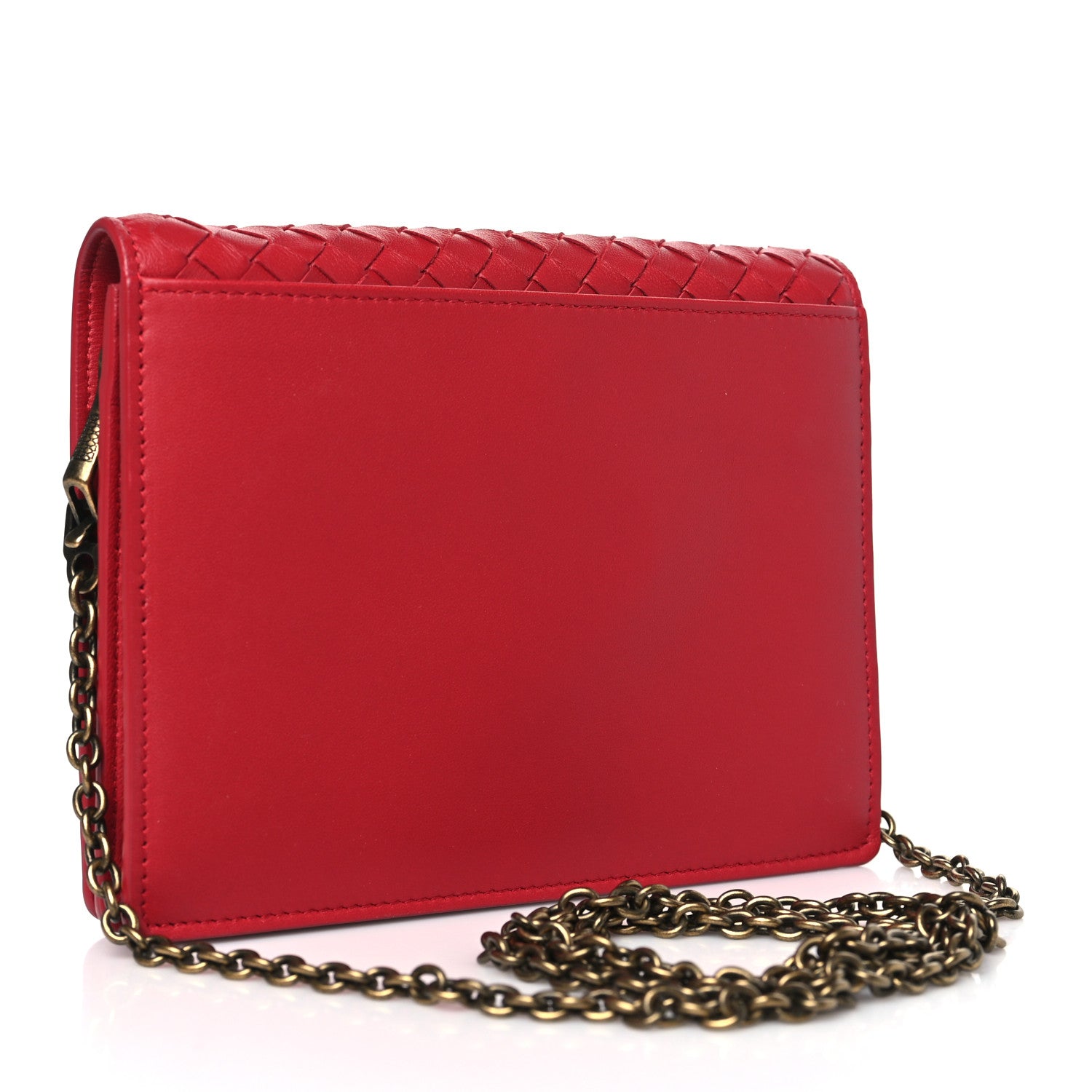 Bottega Veneta Nappa Intrecciato Chain Wallet China Red 3 of 10