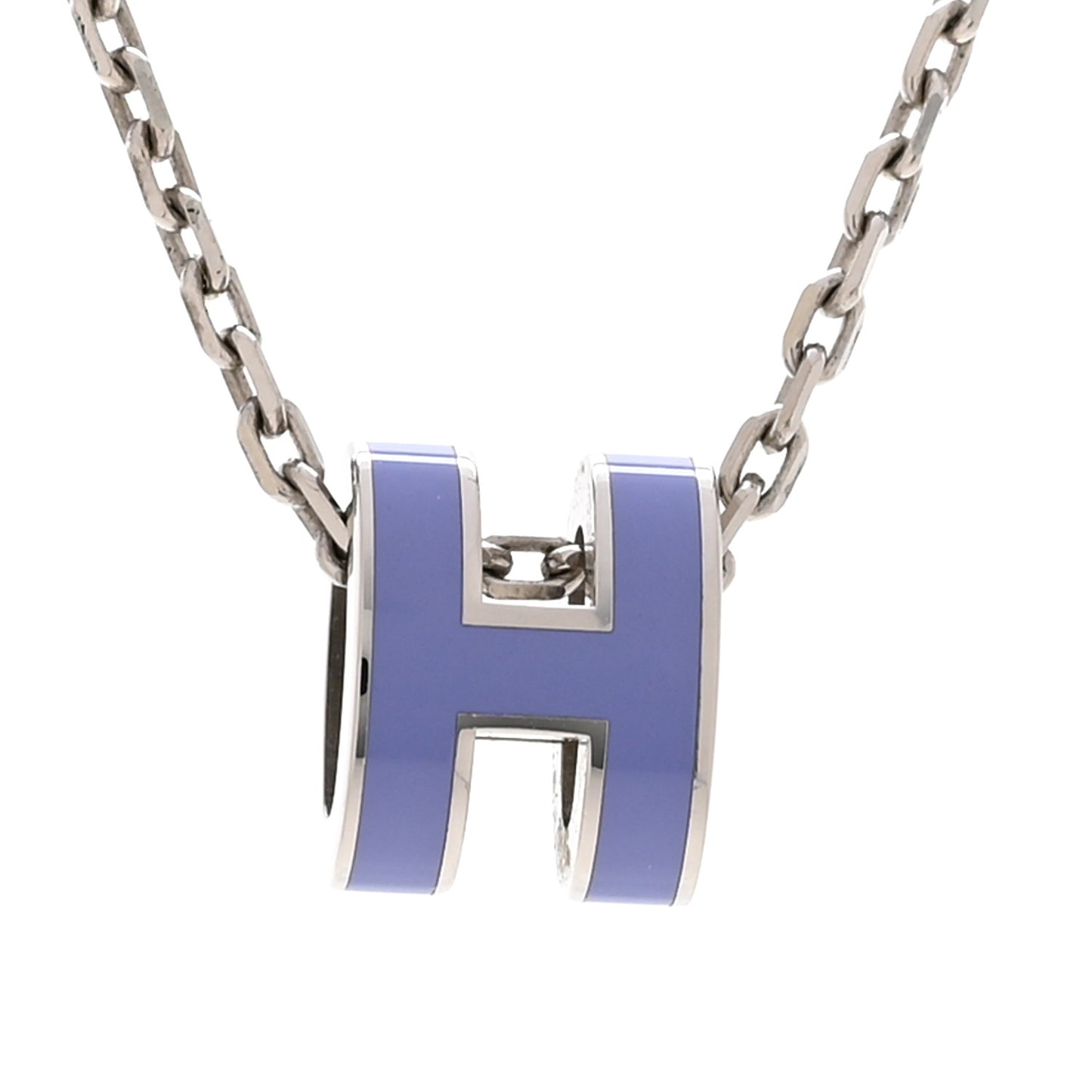 Lacquered Palladium Mini Pop H Pendant Necklace Lilas