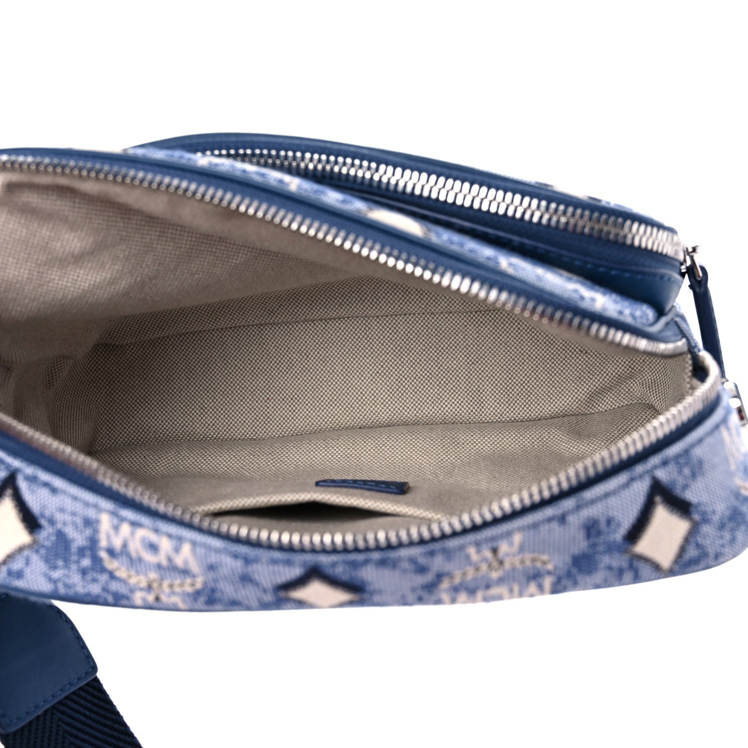 MCM Vintage Jacquard Monogram Small Aren Crossbody Blue 5 of 8