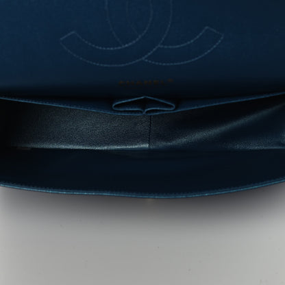 Chanel Iridescent Caviar Quilted Jumbo Double Flap Dark Blue 5 of 9