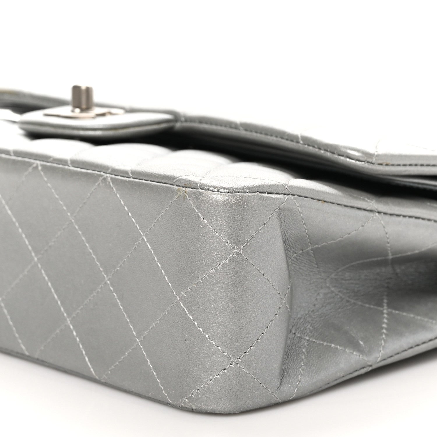 Chanel Metallic Lambskin Quilted Medium Double Flap Silver 10 of 10