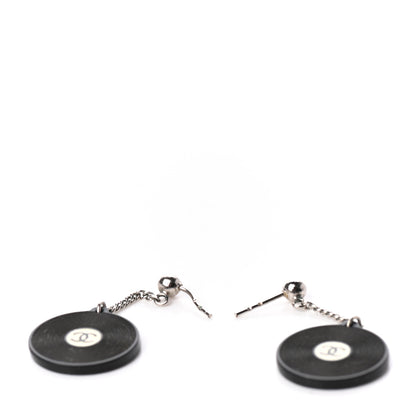 Chanel Resin CC Record Drop Earrings Black 3 of 3