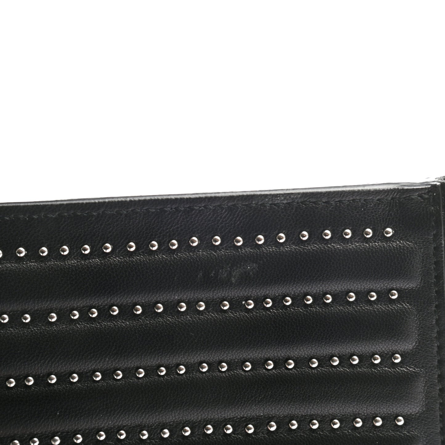 Calfskin Studded Skull Small Zipped Pouch Black