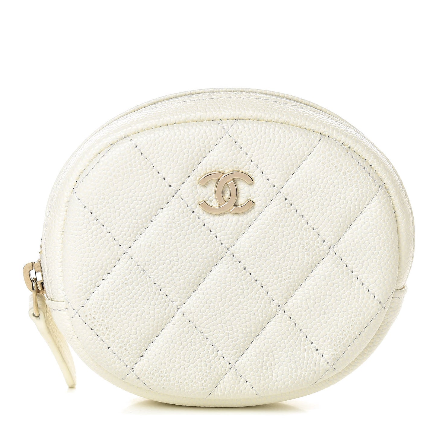 Caviar Quilted Zip Around Classic Coin Purse White