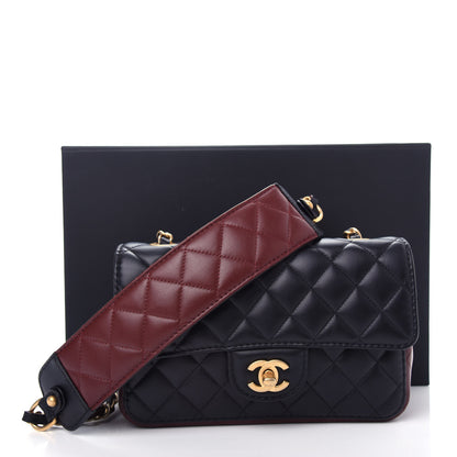 Chanel Calfskin Quilted Small Strap Into Flap Bag Black Brown 11 of 11