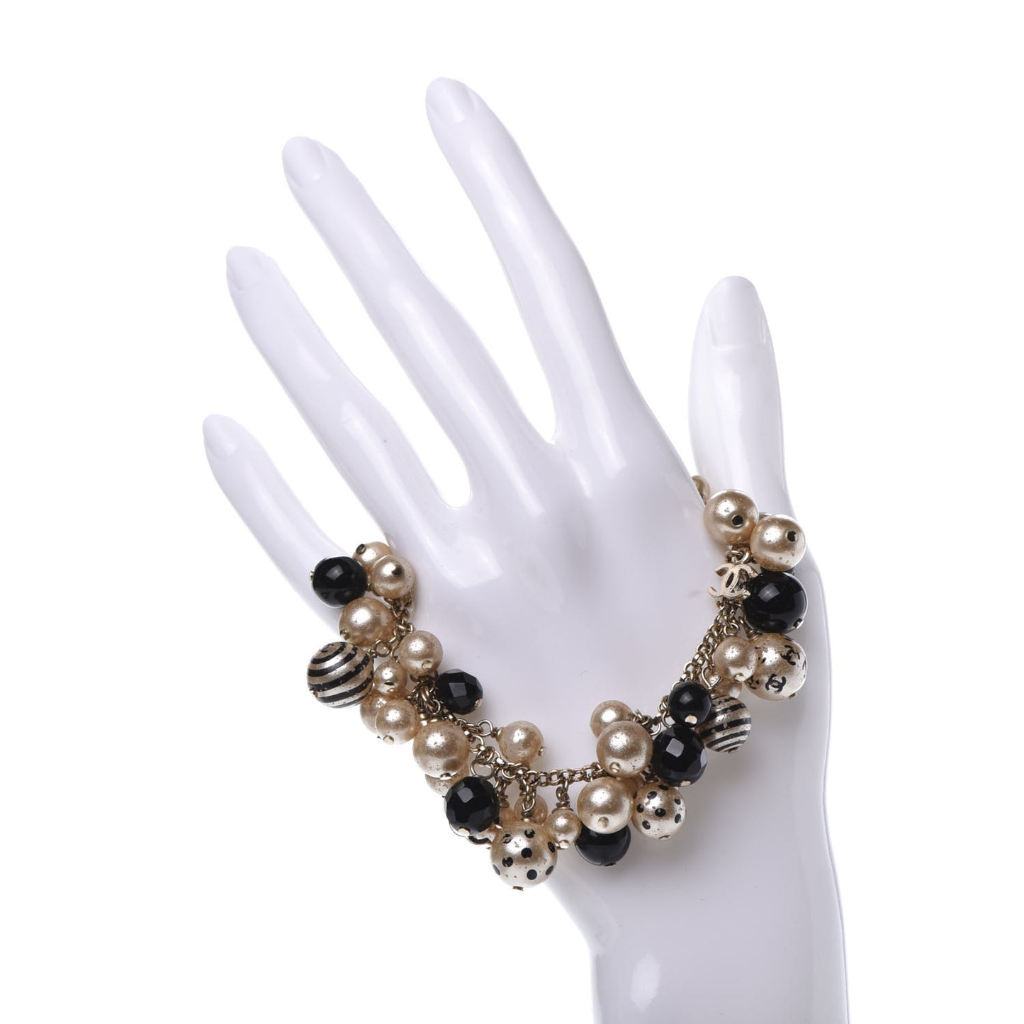 Painted Pearl CC Coco Bracelet Black Gold
