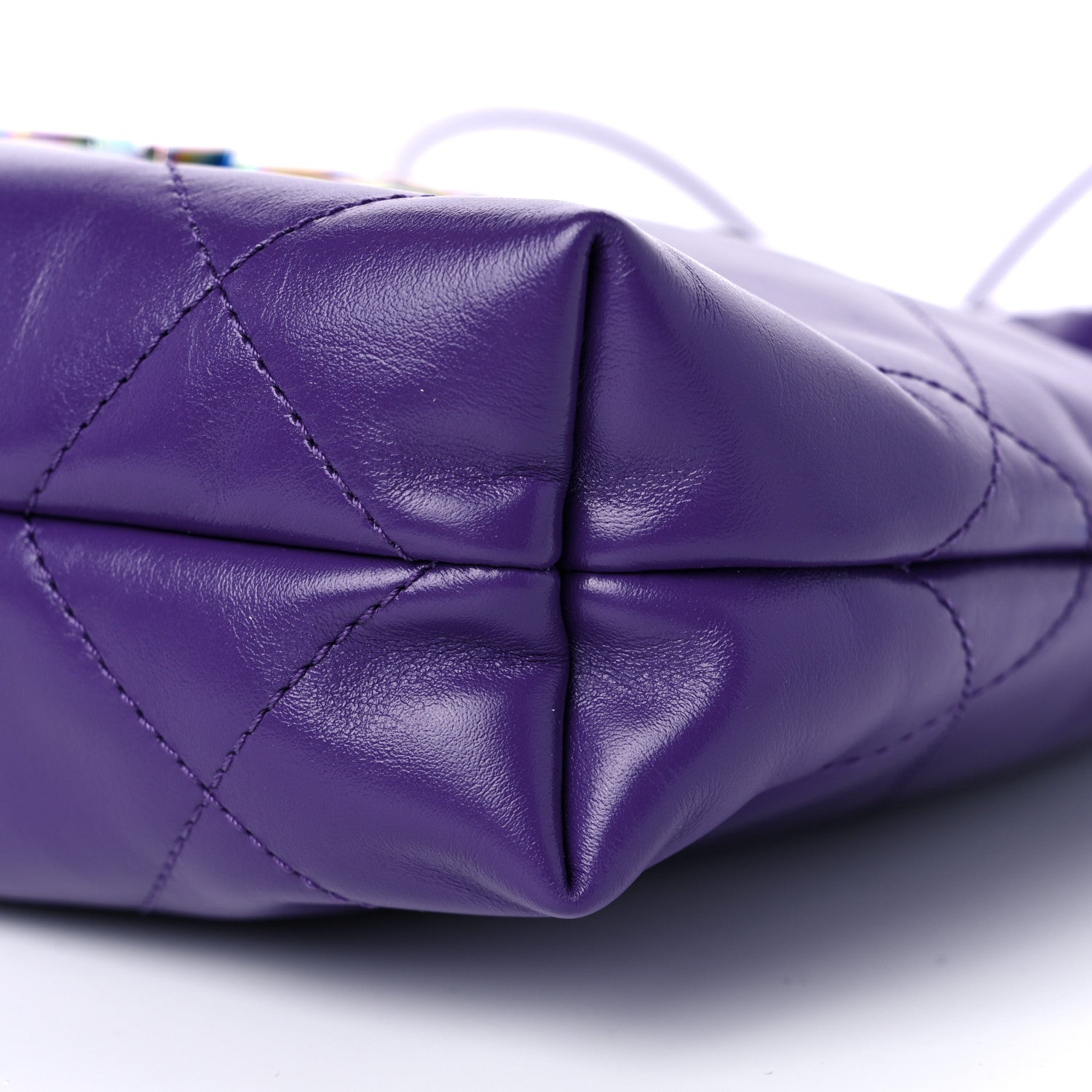 Chanel Shiny Calfskin Quilted Rainbow Mini Chanel 22 Purple 9 of 10