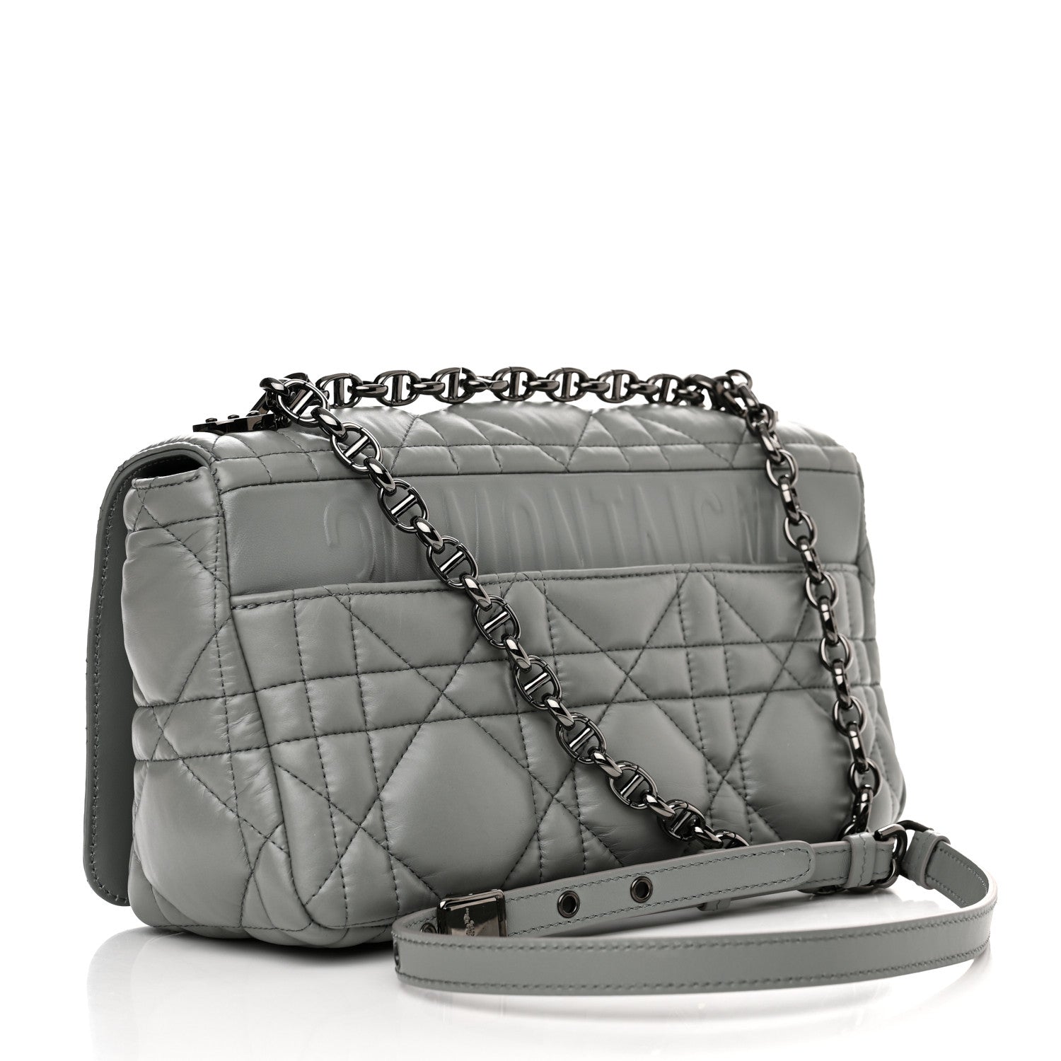 Christian Dior Calfskin Macrocannage Medium Caro Bag Iron Grey 3 of 10