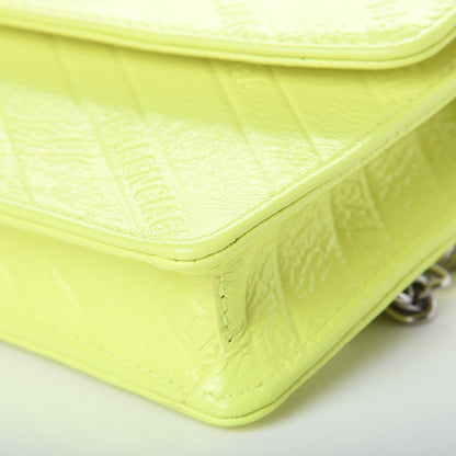 Balenciaga Shiny Goatskin Logo Embossed BB Wallet On Chain Acid Green 7 of 8