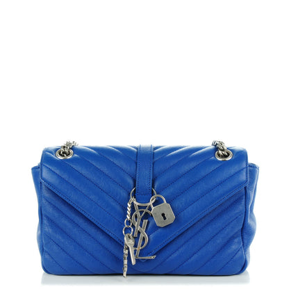 Saint Laurent Sheepskin Matelasse Medium Monogram College Punk Chain Satchel Blue Majorelle 1 of 8