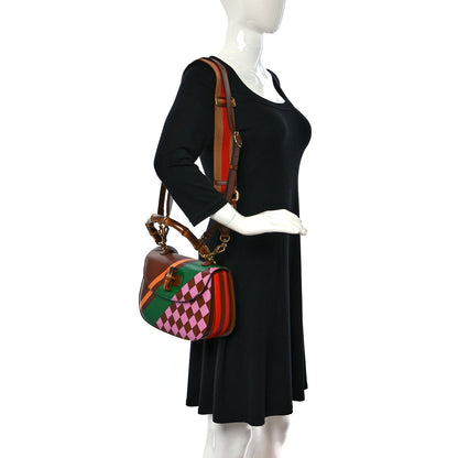 Gucci Calfskin Geometric Print Medium Bamboo 1947 Top Handle Bag Brown 3 of 15