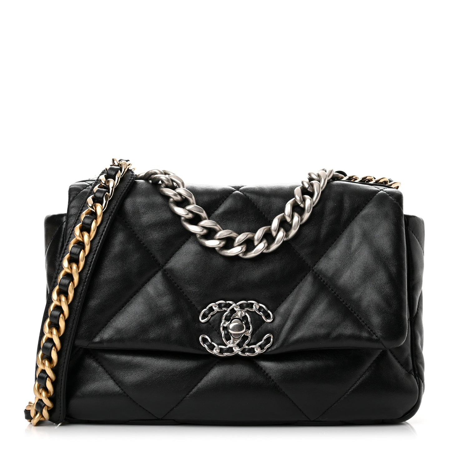 Lambskin Quilted Medium Chanel 19 Flap Black