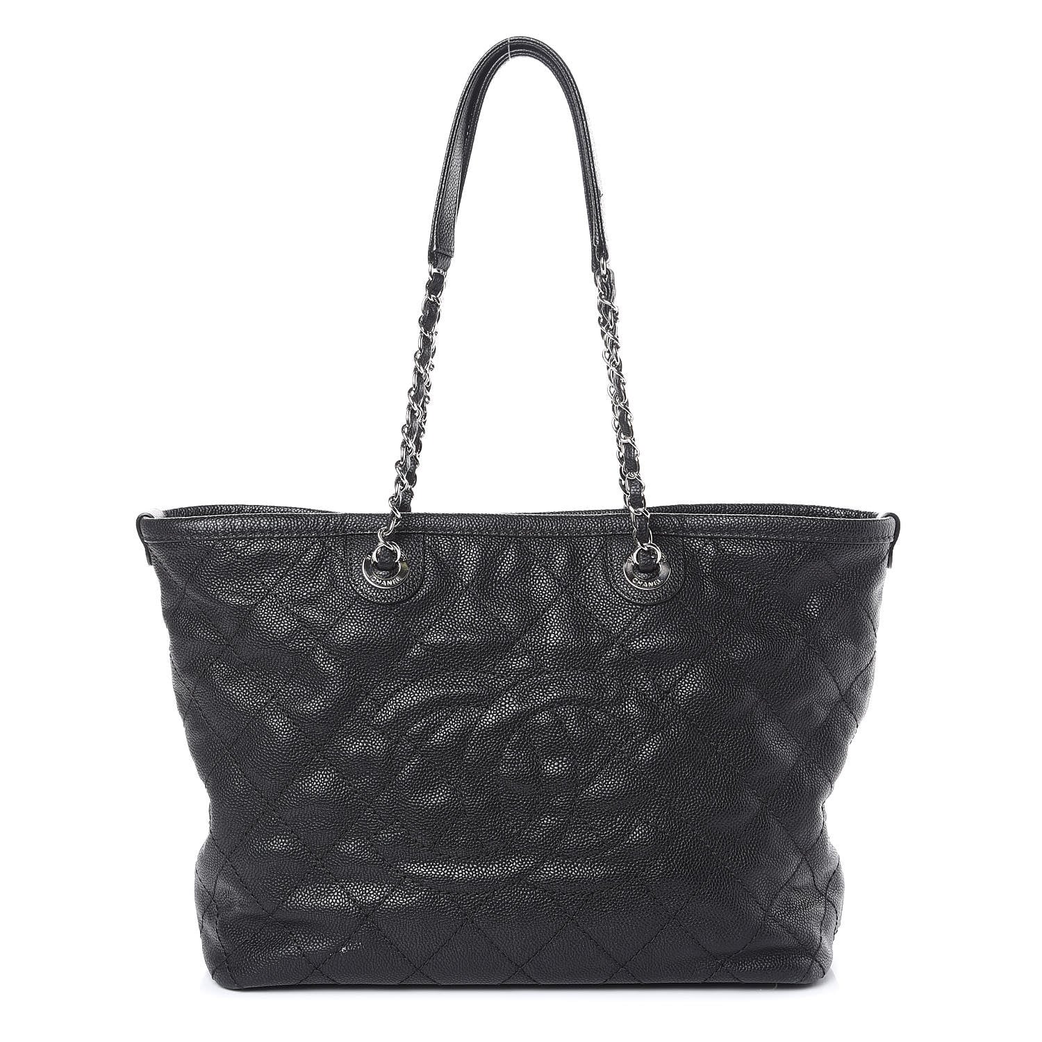 Chanel Grained Calfskin Quilted Small Daily Shopping Tote Black 1 of 14