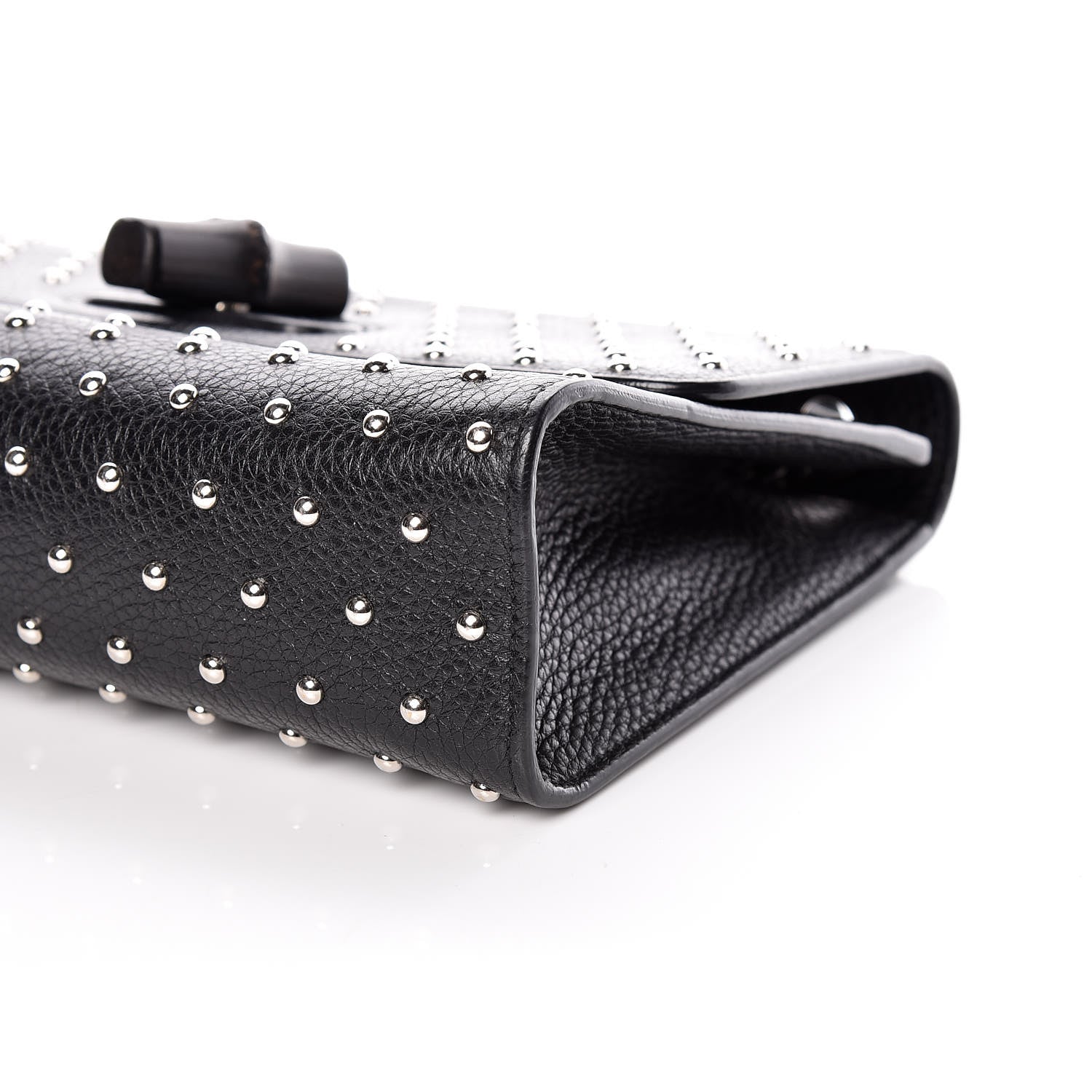 Gucci Calfskin Studded Medium Miss Bamboo Shoulder Bag Black 6 of 9