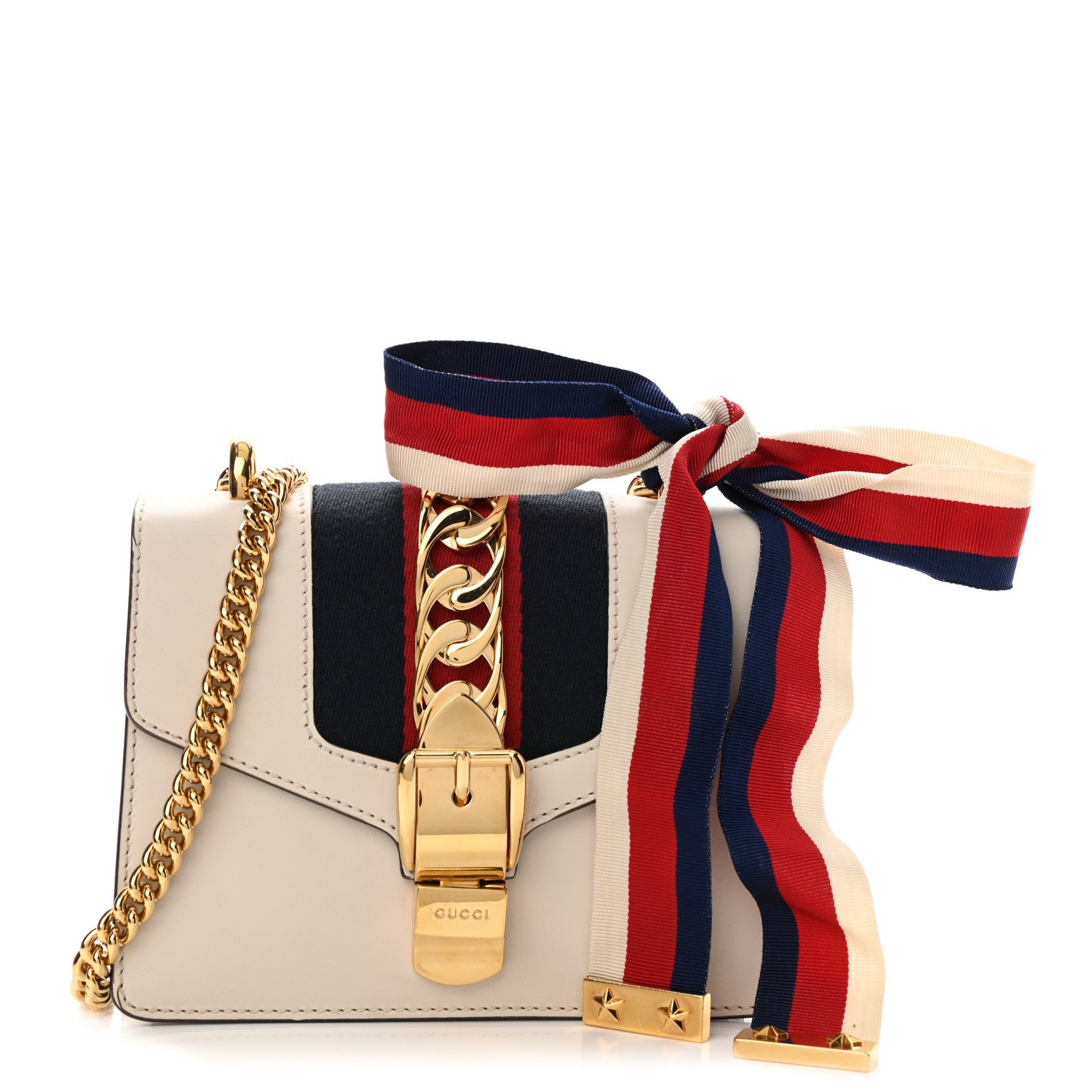 Gucci Calfskin Mini Sylvie Chain Shoulder Bag White 1 of 9