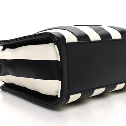 Marc Jacobs Calfskin Striped Small The Traveler Tote Bag Black White 10 of 11