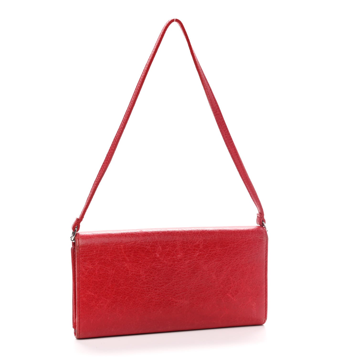 Balenciaga Agneau Giant 12 Silver Hardware Continental Wallet on Strap Rouge Cardinal 3 of 9