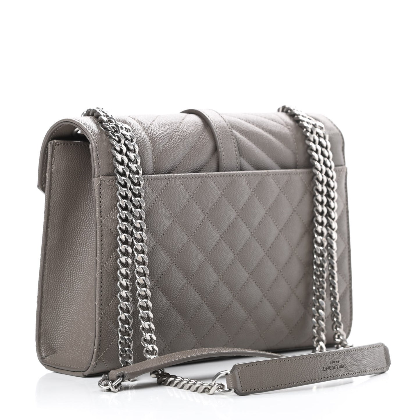 Grain De Poudre Textured Mixed Matelasse Medium Triquilt Monogram Satchel Earth