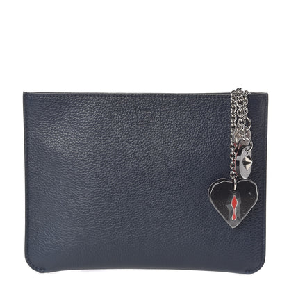 Christian Louboutin Calfskin Loubicute Charms Clutch Navy 1 of 7