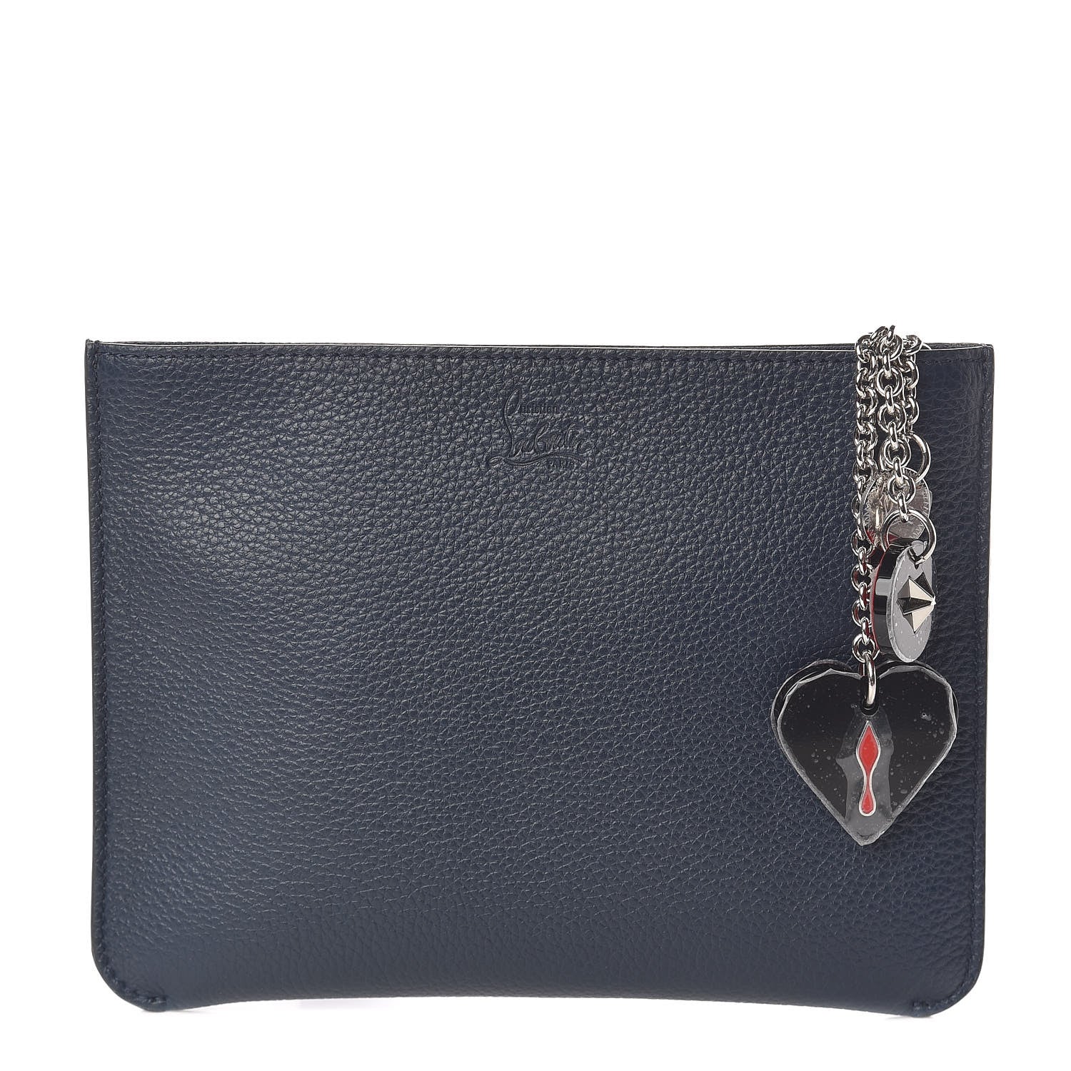 Christian Louboutin Calfskin Loubicute Charms Clutch Navy 1 of 7