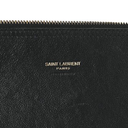 Saint Laurent Canvas Calfskin Tag Hobo White Black 8 of 10