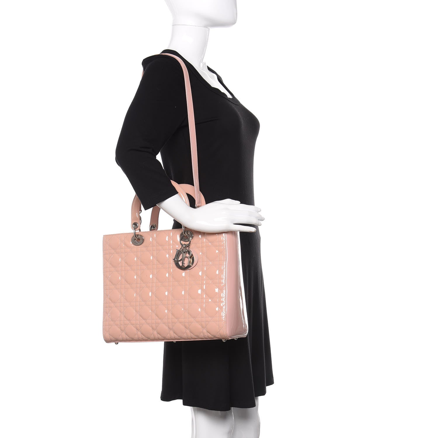 Christian Dior Patent Cannage Large Lady Dior Light Pink 2 of 12