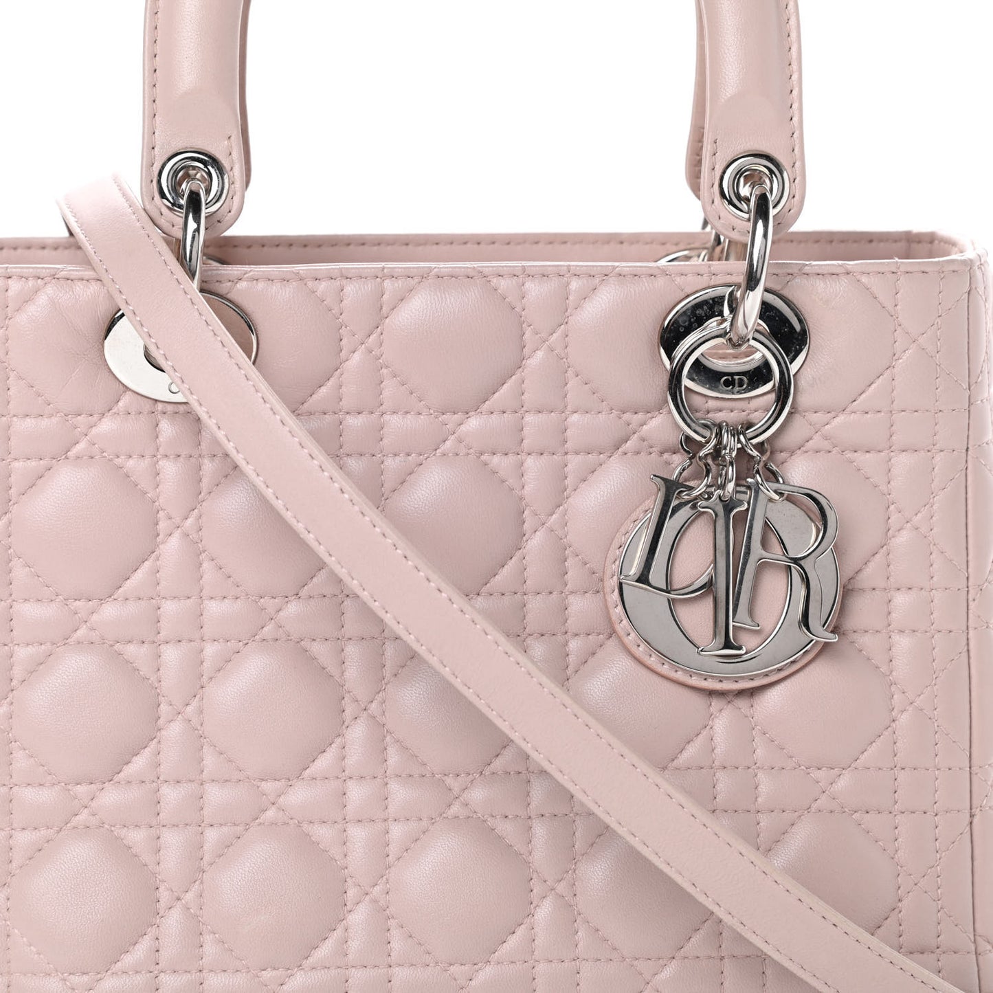 Lambskin Cannage Medium Lady Dior Rose Poudre