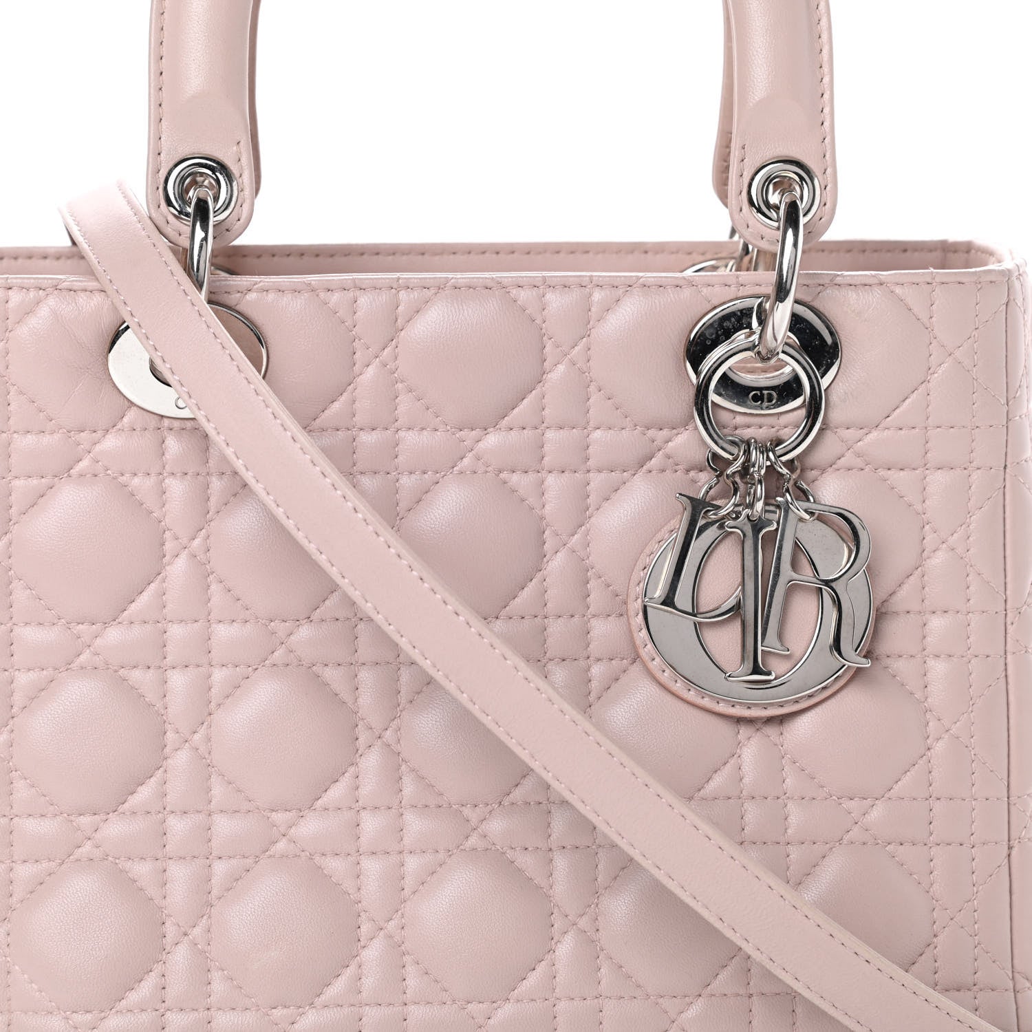 Christian Dior Lambskin Cannage Medium Lady Dior Rose Poudre 8 of 13
