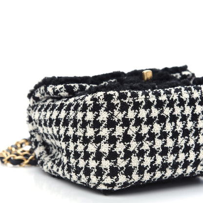 Chanel Shearling Tweed Quilted Mini Square Flap Bag Black White 8 of 9