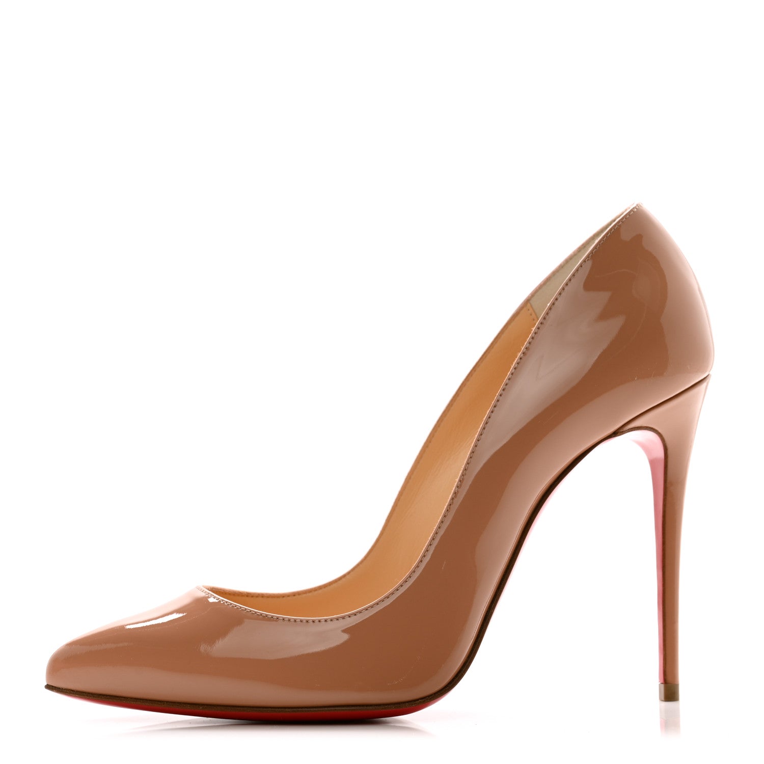 Christian Louboutin Patent Pigalle Follies 100 Pumps 37.5 Nude 1 of 8