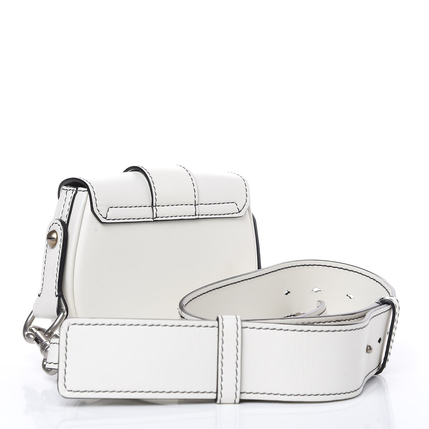 Calfskin Mini D Fence Saddle Bag White