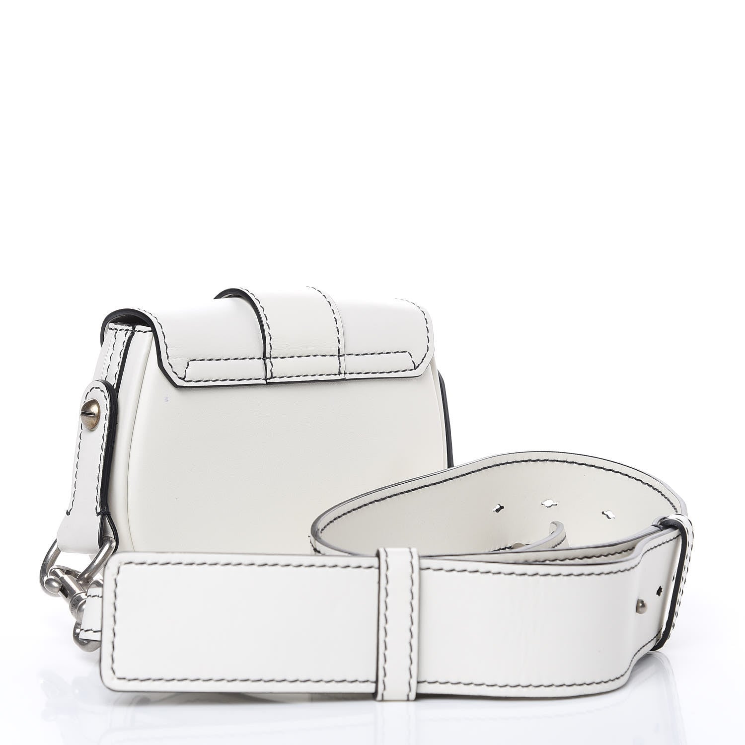 Christian Dior Calfskin Mini D Fence Saddle Bag White 4 of 11