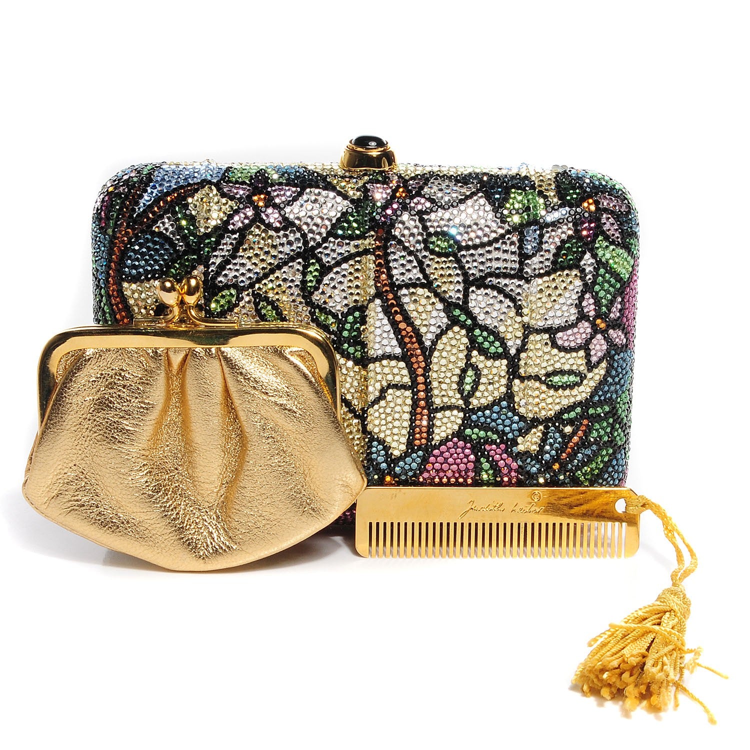 Judith Leiber Swarovski Crystal Floral Miniaudiere Clutch 5 of 8