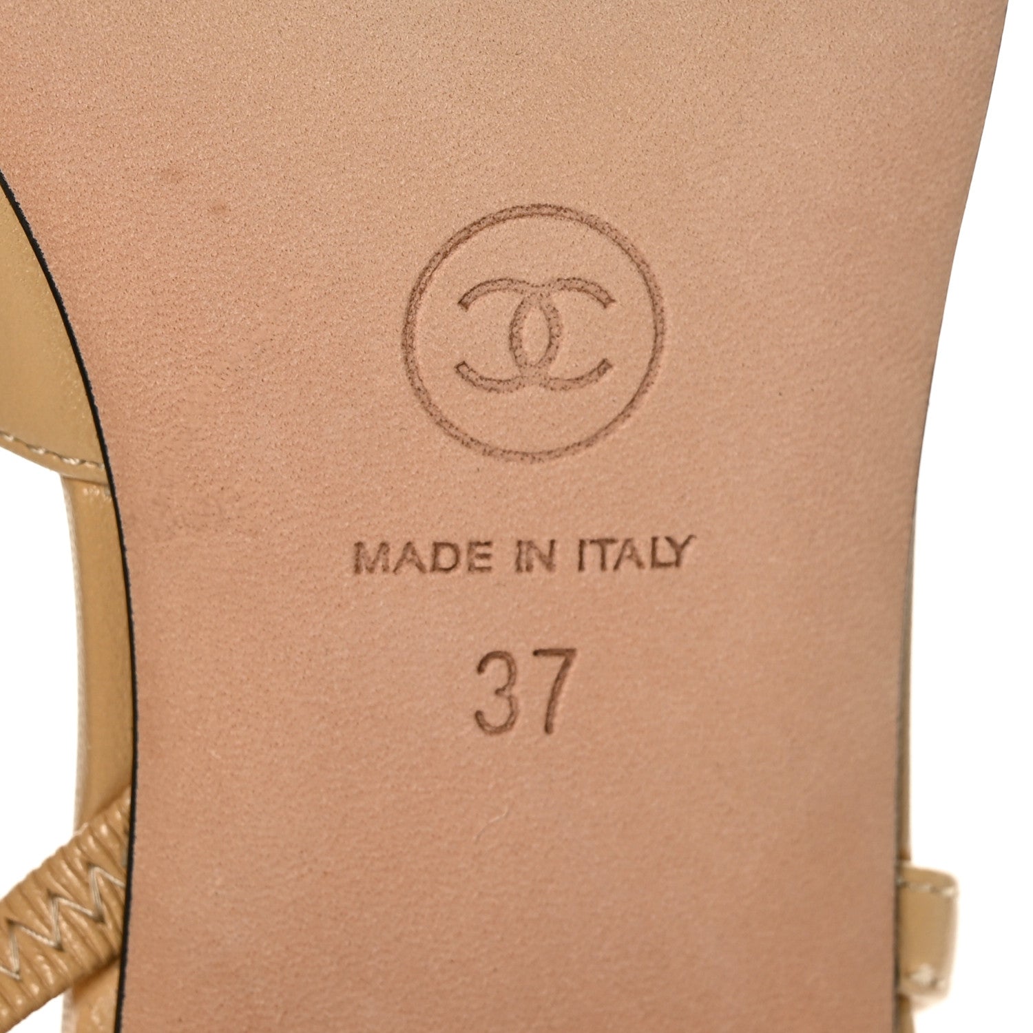 Chanel Lambskin Grosgrain Cap Toe CC Slingback Sandals 37 Beige Black 8 of 8