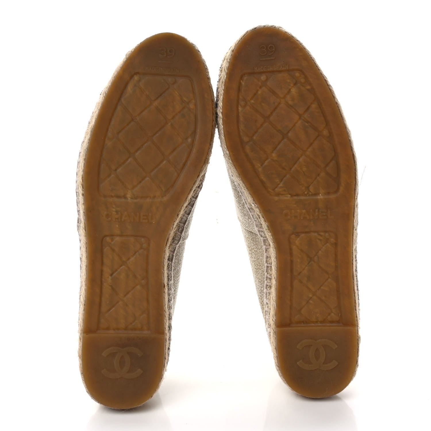 Chanel Toile Sequin CC Espadrilles 39 Beige Black 5 of 8